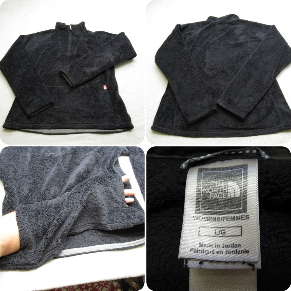 The North Face Jacket Women Large Black Osito Fuzzy Fleece 1/2 Zip Pullover